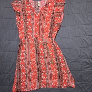 100% Rayon Boho Cottagecore Belted Dress size XL Faded Glory